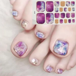 Nail York Style – DIY Nail Art Tool -Toenail Stickers with Full Cover Waterproof Non-toxic Stickers | Pedicure Stickers Tablets Nail stickers 22Tips/Sheet